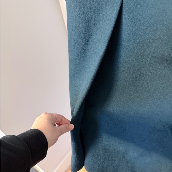 Vintage Alorna 100% wool Women's Coat Teal green Long Double Breasted USA large - Picture 8 of 14